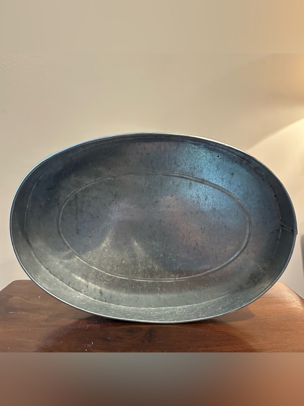 Galvanized tray โข oval โข coffee table tray